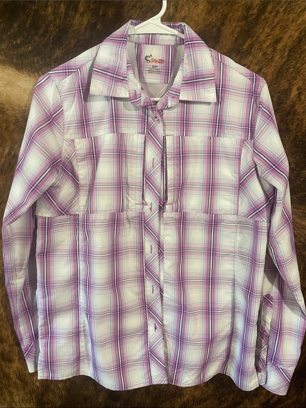 Purple Plaid Button-Up Long Sleeve sun shirt